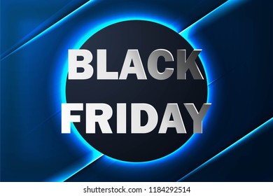 Black friday sale banner with neon background