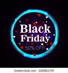 black Friday, sale, banner, neon, vector, confetti