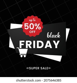 Black Friday  sale banner, Black Friday offer Template with Discount Tag, Vector illustration design
