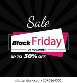 Black Friday  sale banner, Black Friday offer Template with Discount Tag, Vector illustration design
