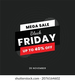 Black Friday  sale banner, Black Friday offer Template with Discount Tag, Vector illustration design
