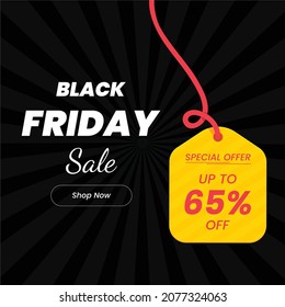 Black Friday  sale banner, Black Friday offer Template with Discount Tag, Vector illustration design
