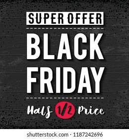 Black Friday sale banner on wooden background, vector illustration