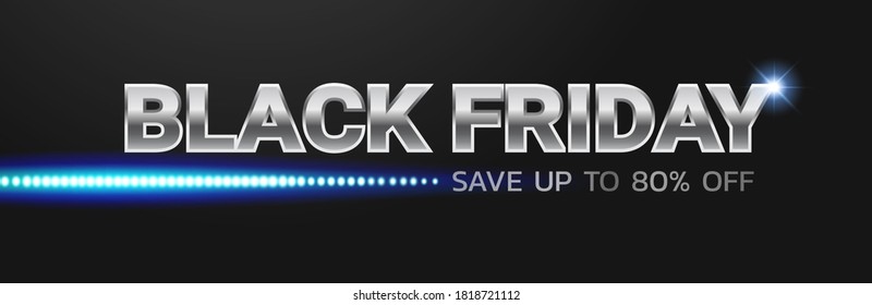 Black Friday sale banner on dark background.Special promotion for the festival Lowest price discount.