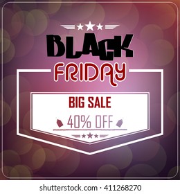 Black Friday sale banner on bokeh background.Vector