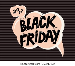 Black Friday sale banner on vintage background in style pop art. The inscription Black Friday vintage cloud conversation