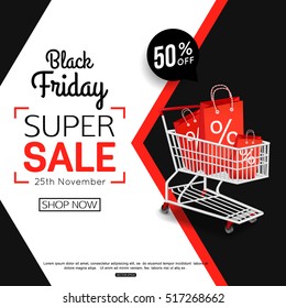 Black Friday Sale Banner for online shop, store. Vector illustration eps 10 format.