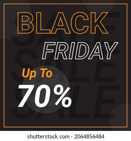 black friday sale banner, black and orange. Minimalist abstract design for social media, advertisement, promo poster. Black Friday business offer template.