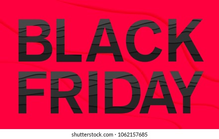 Black friday sale banner, paper cut design