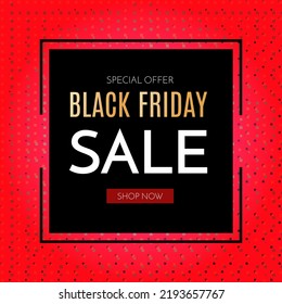 Black friday sale banner. Black Friday phrase on black and red Background. Vector illustration