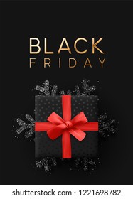 Black Friday Sale. Banner, poster, logo golden color on dark background.