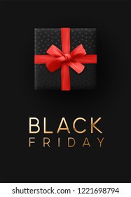 Black Friday Sale. Banner, poster, logo golden color on dark background.