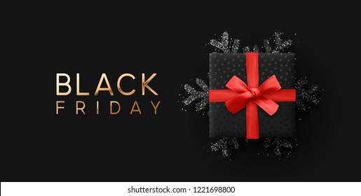 Black Friday Sale. Banner, poster, logo golden color on dark background. - Shutterstock ID 1221698800