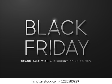 	
Black Friday Sale. Banner, poster, logo silver color on dark background.