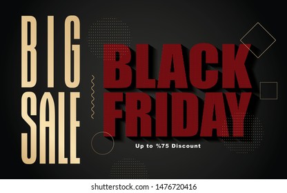 Black Friday Sale. Banner, poster, red color on dark background. - Vector