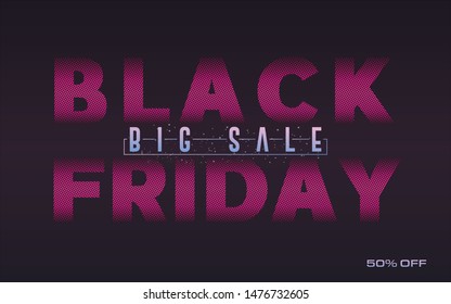 Black Friday Sale. Banner, poster, purple  color on dark background. - Vector