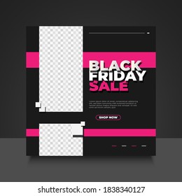 Black Friday sale banner or poster in abstract style in black and pink concept