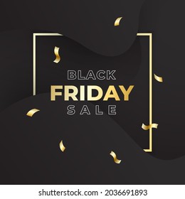 Black Friday Sale. Banner, Poster, dunkler Hintergrund mit Kombination aus Golden und Schwarz. Square Banner.