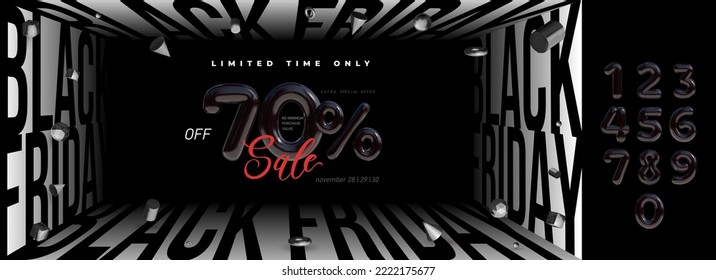 Black Friday sale banner. Black Friday poster social media template for website and mobile website development, email and newsletter design, marketing material. Vector illustration.