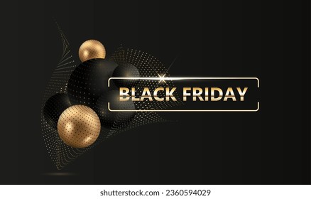 Black Friday Sale. Banner, poster, logo golden color on dark background.