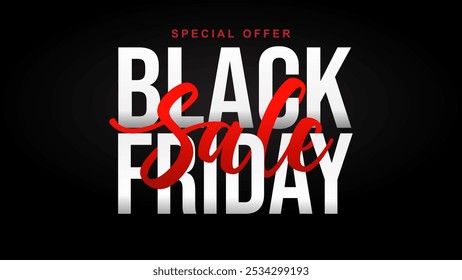 Black Friday Sale. Black Friday banner, poster, black background. Black Friday sale banner design vector illustration. Sales offer banner design. Special Offers