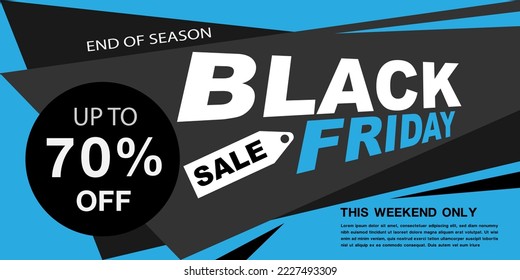 Black Friday sale banner promotion black white geometric on blue layout design vector illustration.
