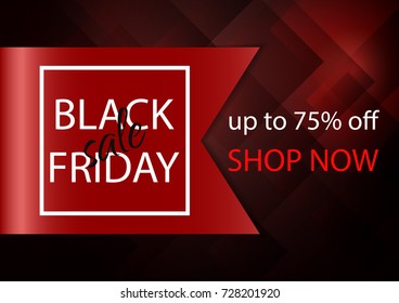 Black friday sale banner with realistic ribbon. Tag. Vector illustration.