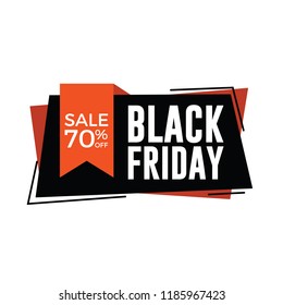 Black Friday Sale Banner with Red Banner. 70% Off