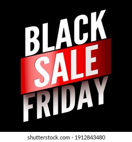 Black friday sale banner with red ribbon. Vector illustration.