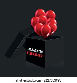 Black friday sale banner in red and black colors.