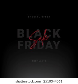 Black Friday Venda Banner, Preto e vermelho tipografia texto cartaz de cartaz premium e luxo design vetor mínimo para loja de joias ou site da loja on-line para anúncio de preço de desconto 