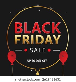 Banner de venda Black Friday em estilo vermelho e preto