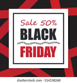 Black Friday sale banner with red ribbon.