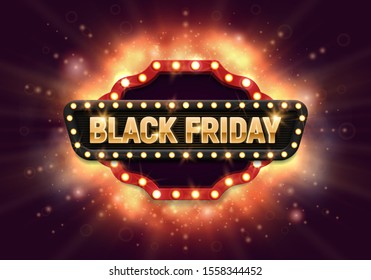 Black Friday Sale banner. Retro style poster. Vector illustration.