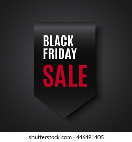 Black Friday Sale Banner. Ribbon. Tag. Vector Illustration.