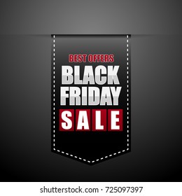 Black Friday sale banner. Black ribbon. 