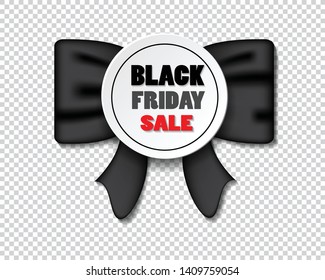 Black Friday sale banner, round banner with black bow, advertising, Isolated on Transparent Background vector design illustration eps.10