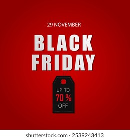 Anuncio de rebajas del Black Friday. Venta, cartel de descuento con texto y etiquetas. Fondo de la venta del Vector. Diseño del Vector