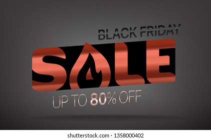 Black friday sale banner. Season sale vector offer. Up to 80 percent off