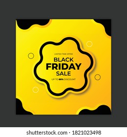 Black Friday sale banner set. Social media post or web ads design template. Price off discount background