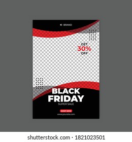 Black Friday sale banner set. Social media post or web ads design template. Price off discount background