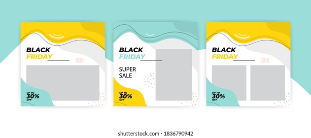 Black Friday sale banner set. Price off discount background. Vector
illustration.Editable banner for social media post, web and internet ads. Black friday holiday event