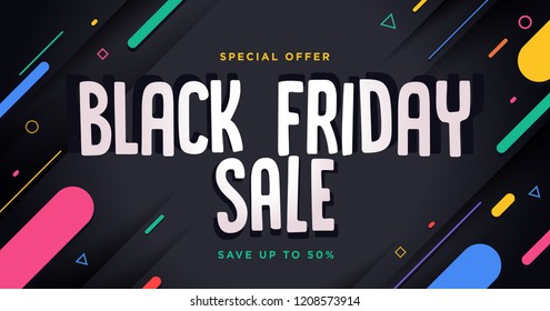 Black Friday sale banner. Social media vector illustration template for website and mobile website development, email and newsletter design, marketing material.