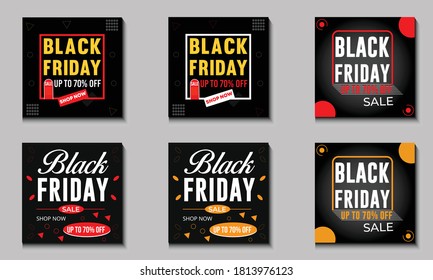 Black Friday sale banner social media post template bundle for business promotion - Facebook ad- Instagram ad Design