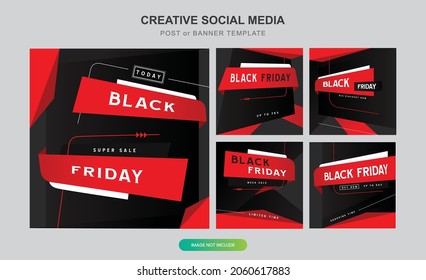 Black Friday sale banner Social Media layout design. Black Friday Sale set of posters or flyers design. Perfect for social media posts, background.