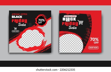 Black Friday sale banner social media post design, Black Friday sale banner set. Social media post or web ads design template
