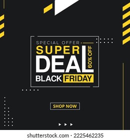 Black friday sale banner social media post template vector graphic