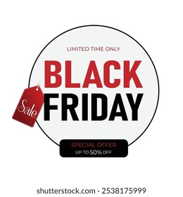 Black Friday Sale banner. Special discount offer design. Product discount festival banner design. Flat Vector Illustration.