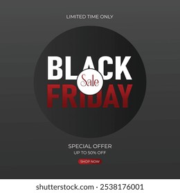 Black Friday Sale banner. Special discount offer design. Product discount festival banner design. Flat Vector Illustration.