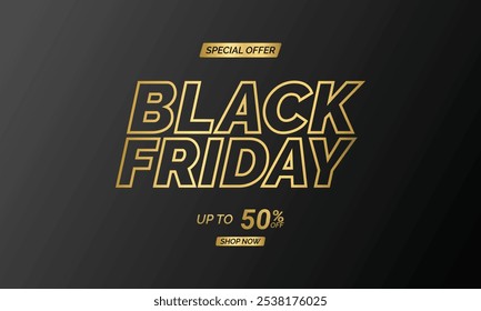 Anuncio de rebajas del Black Friday. Diseño de oferta de descuento especial. Diseño de Anuncio de festival de descuento de Producto. Ilustración vectorial plana.